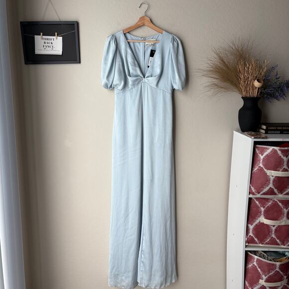 NEW Sachin & Babi Gown Alli Ice Blue Puff Sleeve V-neck Maxi Dress Size 2 - Picture 2 of 10